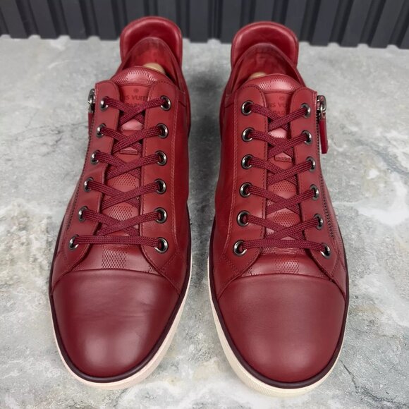 Louis Vuitton Challenge Zip Up Damier Sneakers Red Leather 9.5LV 10.5US 43.5 EUR - Picture 3 of 15